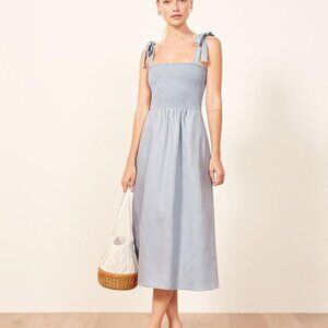 Reformation linen light blue maxi dress.